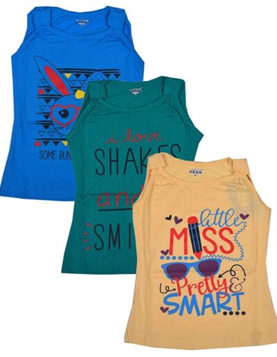 BENAVJI Baby Girl's Sleeveless Printed Cotton Regular Fit Tops