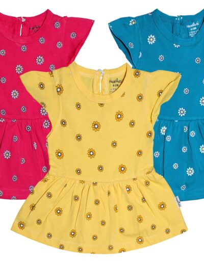 Hazelnuts Baby Girl's Cotton A-Line Knee Length Printed Frock