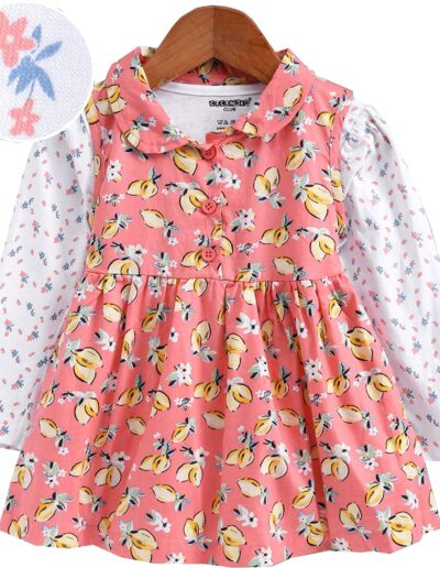 Cucmber Frock with Full Sleeves Inner Tee Floral Print